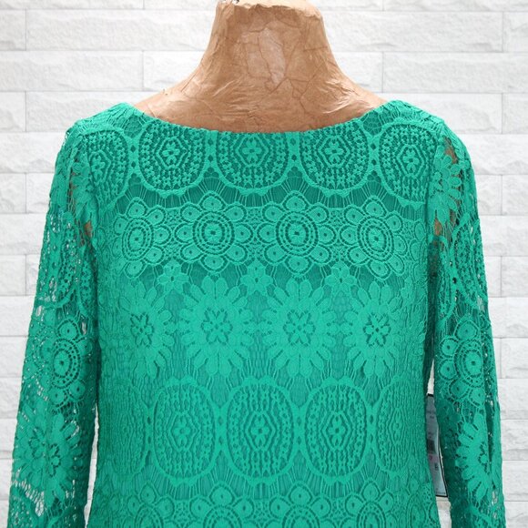 JESSICA HOWARD Dress Floral Lace Overlay Cocktail Party Green 10 Petite - Picture 2 of 13